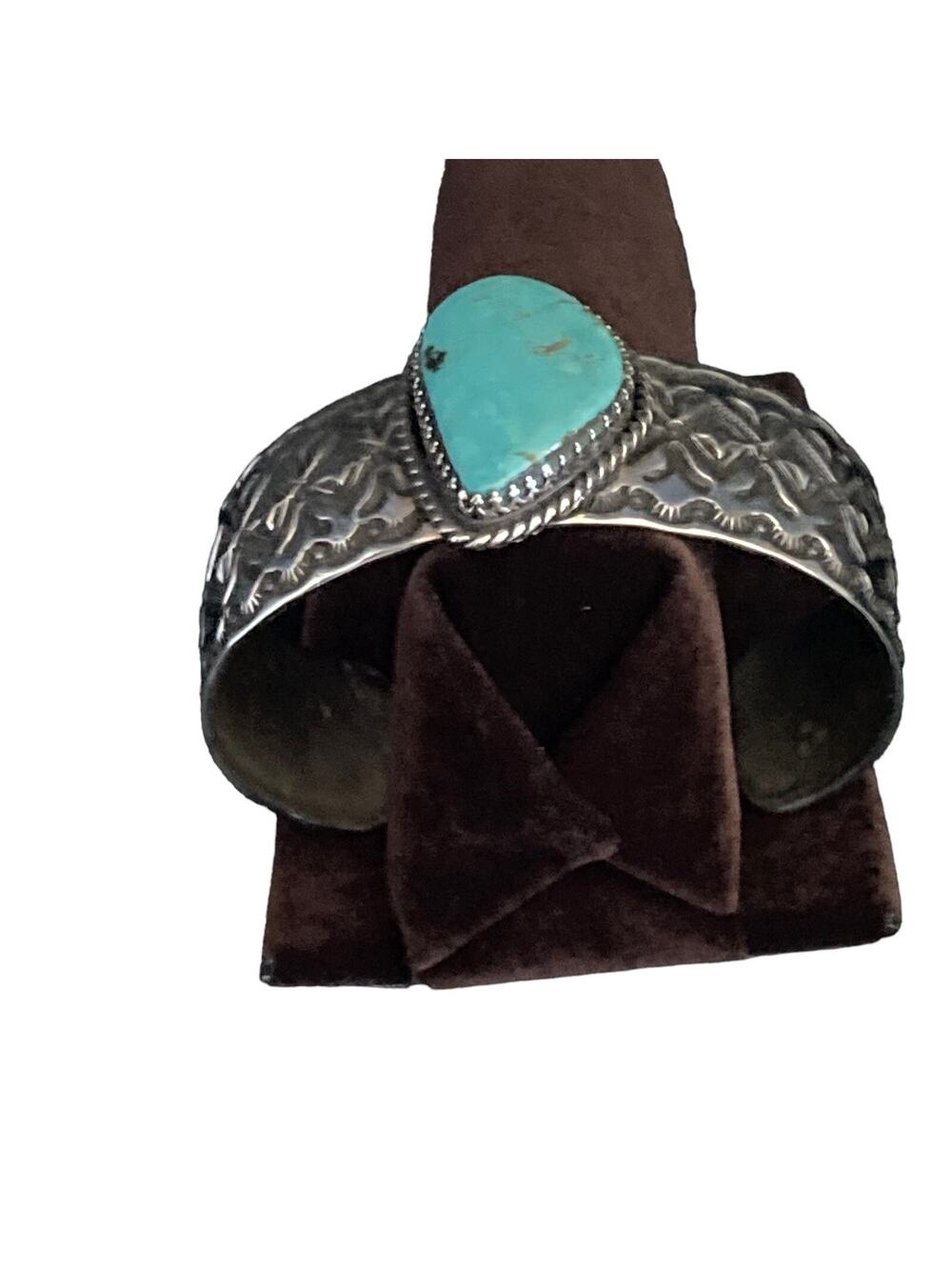 Turquoise Bracelet By Navajo Artist Elroy Chavez & Bernadine Chavez